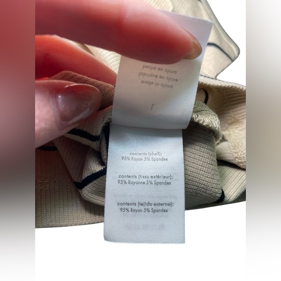 WeWoreWhat Ribbed Jersey Tank Top Tan Black Stripe Size Large NWT - Picture 6 of 6